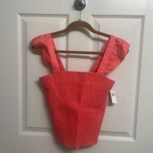 Ruffled smocked tank top - coral - old navy